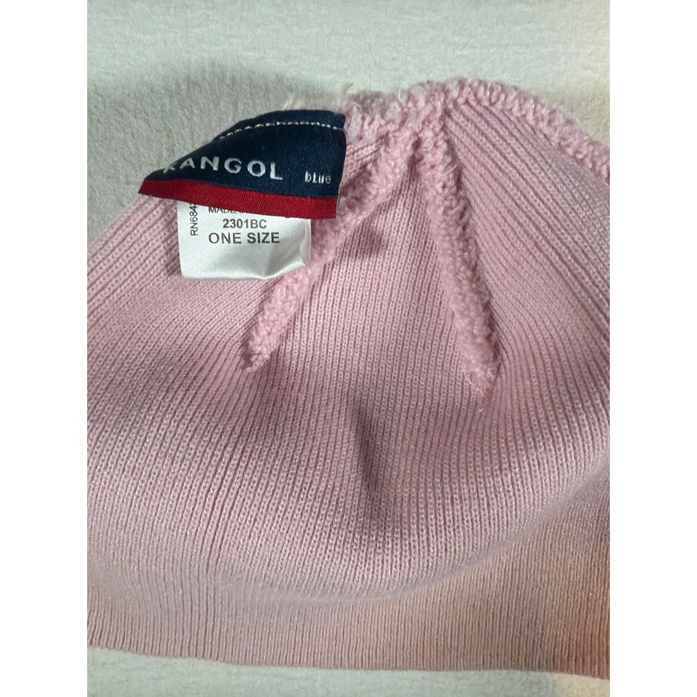 Kangol Beanie Hat Pink Knit Embroidered Kangaroo Logo Streetwear Winter Cap - Picture 3 of 5